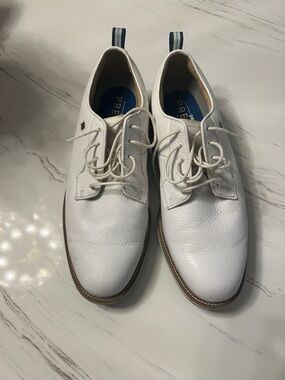 Classic White Leather Derby Shoes by - Lace-Up Men's golf shoes in 10 1/2 M